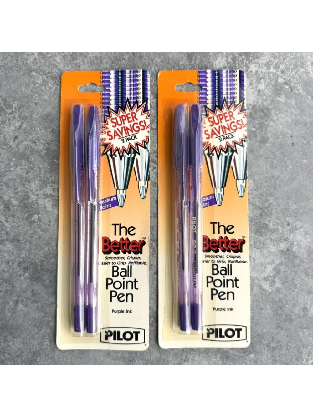 (2) VTG Pilot The Better Ball Point Pen 2 Pack PURPLE Medium Point BP-178 NEW